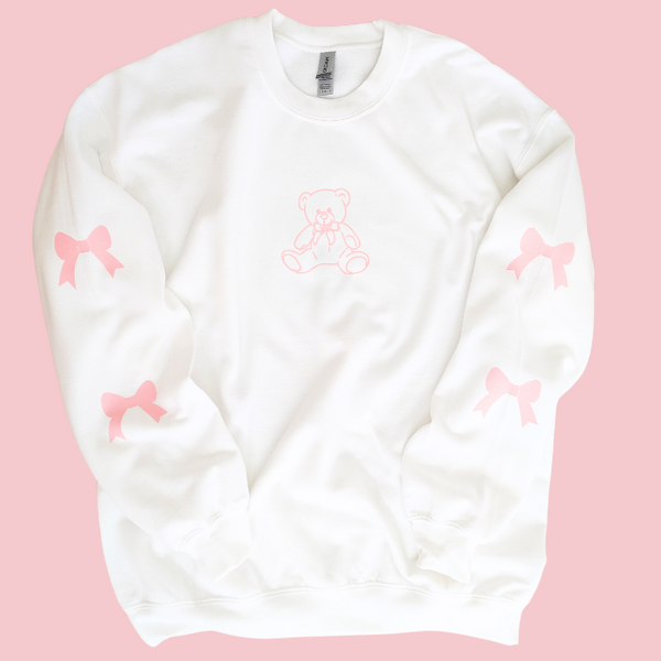 teddy bear pink bow sweatshirt