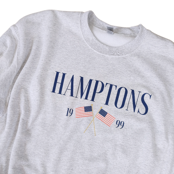 Introducing the Hamptons Sweatshirt and Sweatpants Set! These trendy and preppy set feature an American USA flag design, sweatpants have an oversized fit, an elastic waistband and cuff for added comfort, and a cozy loungewear feel. Perfect for your next beach vacation or for a stylish and comfortable look. Upgrade your wardrobe with this playful and comfortable set! (Sweatshirt size up for an even more oversized fit!)