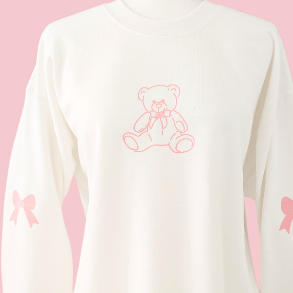 teddy bear pink bow sweatshirt