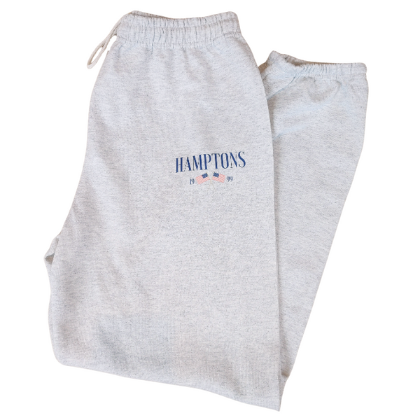 Introducing the Hamptons Sweatshirt and Sweatpants Set! These trendy and preppy set feature an American USA flag design, sweatpants have an oversized fit, an elastic waistband and cuff for added comfort, and a cozy loungewear feel. Perfect for your next beach vacation or for a stylish and comfortable look. Upgrade your wardrobe with this playful and comfortable set! (Sweatshirt size up for an even more oversized fit!)