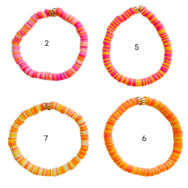 Our preppy, colorful, and bright mixed clay bracelets make the perfect summer (and beyond) accessory! With bright clay heishi beads, you can create unique stacking bracelets to match any outfit. The perfect gift idea for someone special!