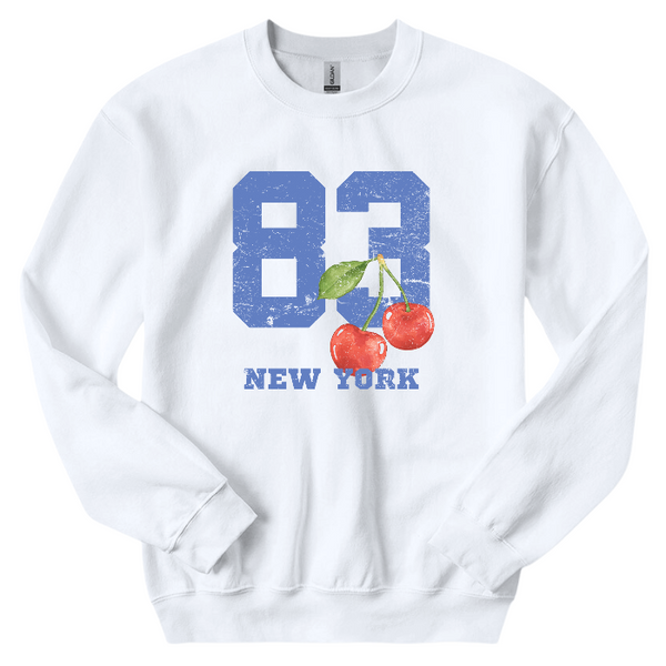 Introducing our 80's inspired Retro Sporty Shirt, featuring a vibrant Cherry graphic design and a nod to the iconic New York City. This trendy top is perfect for the preppy aesthetic and a must-have for any sports lover. Available in comfort color t-shirts and Gildan crewneck sweatshirts, size up for an oversized fit.