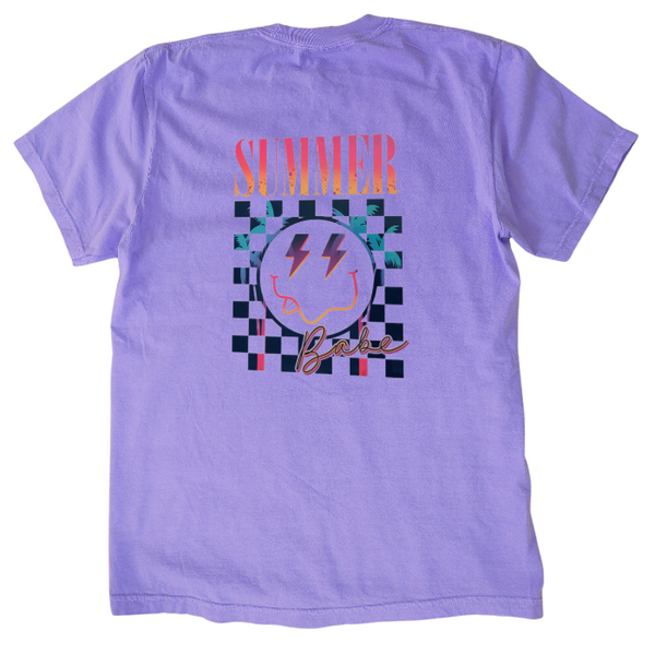 summer beach babe happy face t-shirt