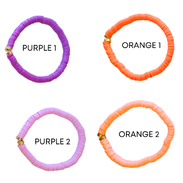 Brighten your summer look with these cheerful preppy bracelets! Crafted with colorful clay beads, they are perfect for stacking or wearing alone for a splash of fun. Great for accessorizing any outfit or as a gift idea - these beaded bracelets are sure to brighten up your day!