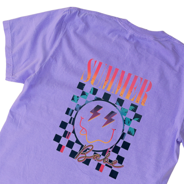 summer beach babe happy face t-shirt