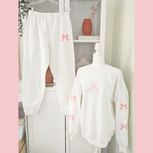 teddy bear pink bow sweatshirt