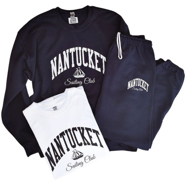 nantucket sailing club t-shirt, sweatshirt and sweatpant 3 piece set