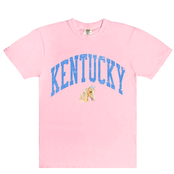 Celebrate your love for horses with our stylish Kentucky t-shirt. Available in light pink and white, this shirt features a coquette preppy horse with a bow in a distressed design. A perfect gift for horse lovers, this cute western shirt is also great for a Kentucky derby outfit. Size up for an oversized fit.