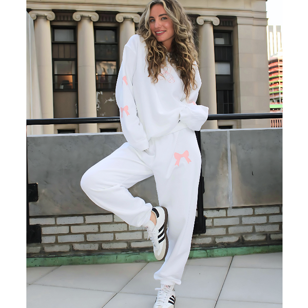 teddy bear bow sweatshirt & sweatpant set