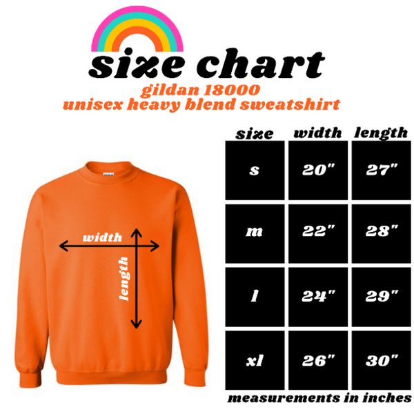 gildan 18000 unisec heavy blend sweatshirt size chart