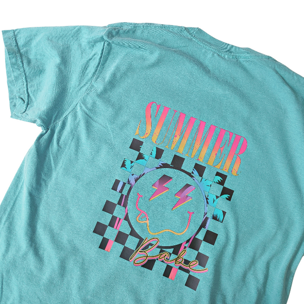 summer beach babe happy face t-shirt