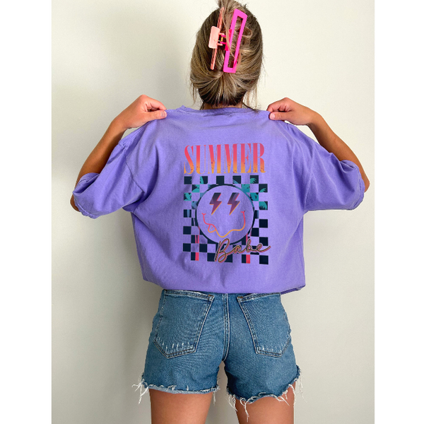 summer beach babe happy face t-shirt