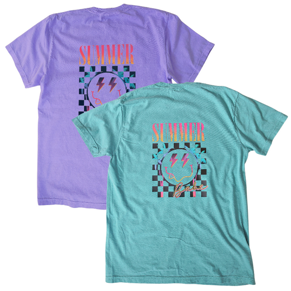 summer beach babe happy face t-shirt