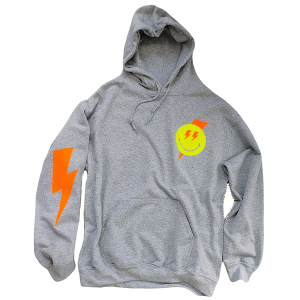 Smiley Face Lightning Bolt Crewneck Sweatshirt.
