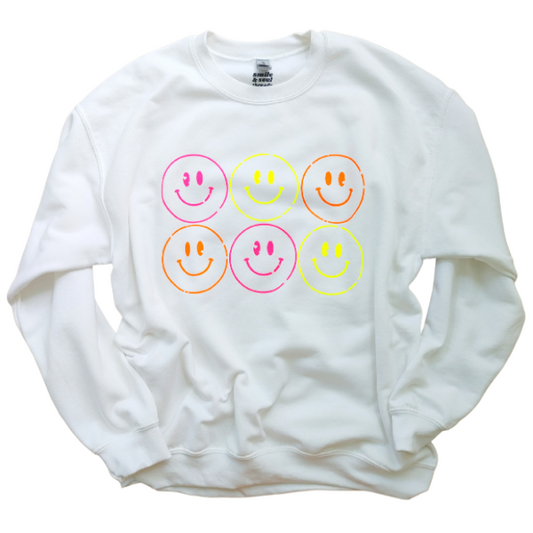 neon smiley face sweatshirt