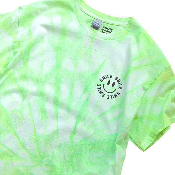 Neon Green Tie-Dye Smile T-Shirt
