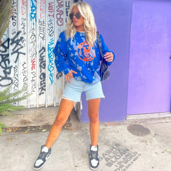 New York Mets Baseball Bleached Crewneck Sweatshirt