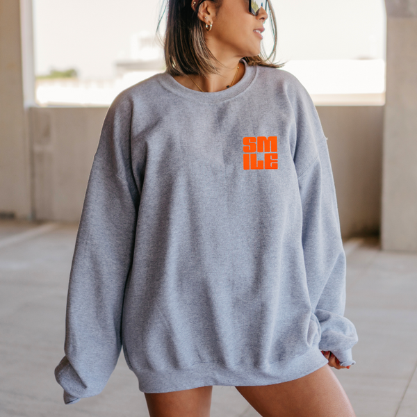 Sports Grey Neon Orange Smile Smiley Face Sweatshirt