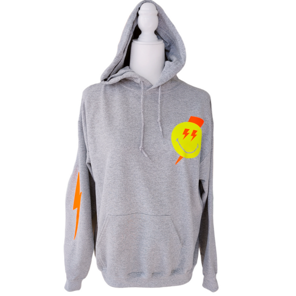 Smiley Face Lightning Bolt Crewneck Sweatshirt.