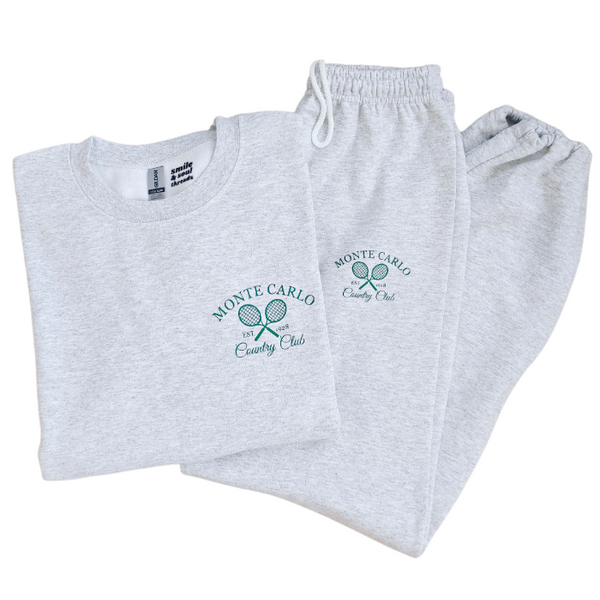 monte carlo tennis country club sweatsuit set