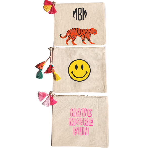 Monogram Tiger Zipper Canvas Pouch.