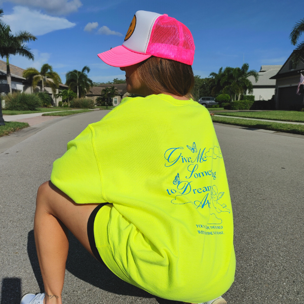 Give Me Something to Dream About Angel Clouds Butterfly Neon Sweatshirt