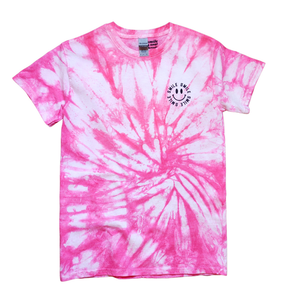 Neon Pink Tie-Dye Smile T-Shirt.