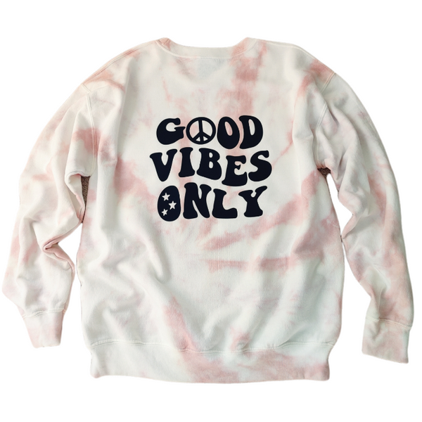 Good Vibes Only Tie-Dye Tan Crewneck Sweatshirt