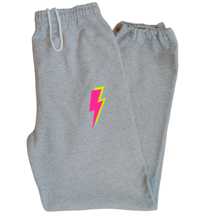 Neon Pink Lightning Bolt Sweatpants | Smile & Soul Threads