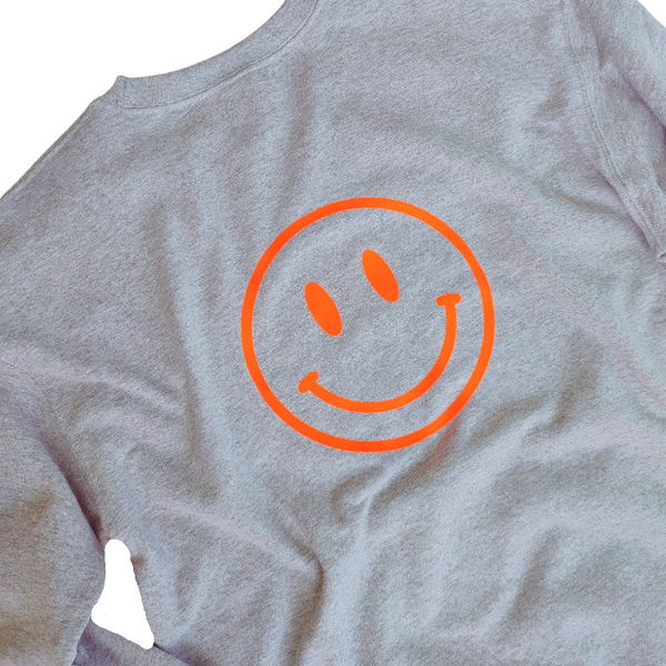 Sports Grey Neon Orange Smile Smiley Face Sweatshirt