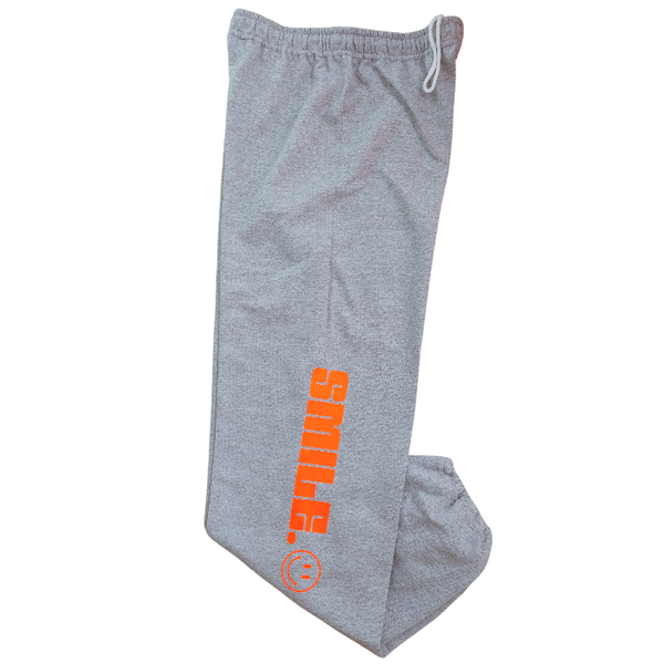 Sports Grey Neon Orange Smile Smiley Face Sweatpant