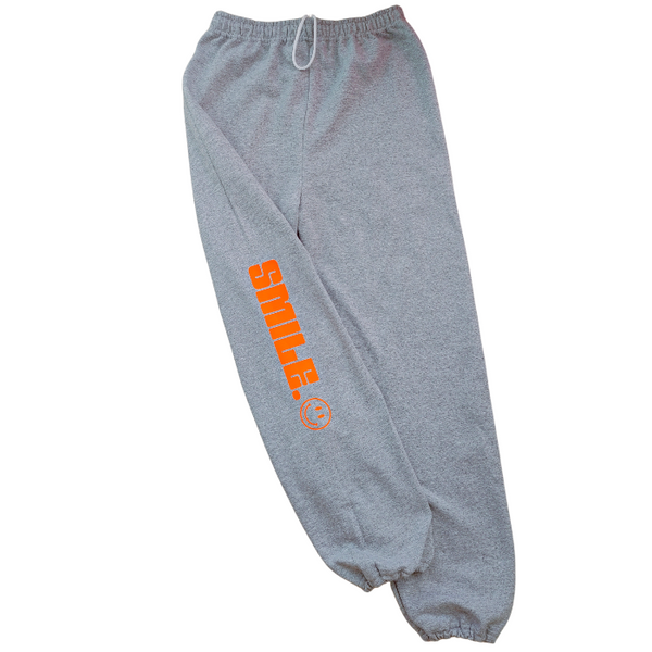 Sports Grey Neon Orange Smile Happy Face Sweatpants