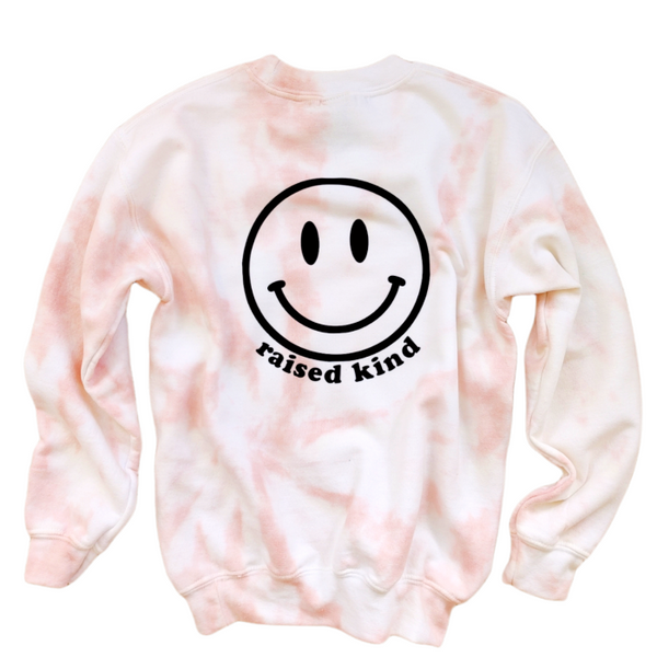 Mama Tan Tie-Dye Smiley Face Raise Them Kind Sweatshirt.
