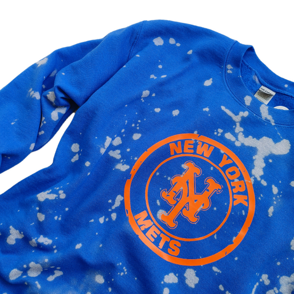 New York Mets Baseball Bleached Crewneck Sweatshirt