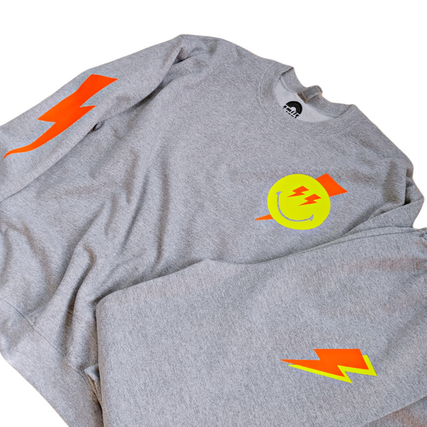 smiley face lightning bolt crewneck sweatsuit set