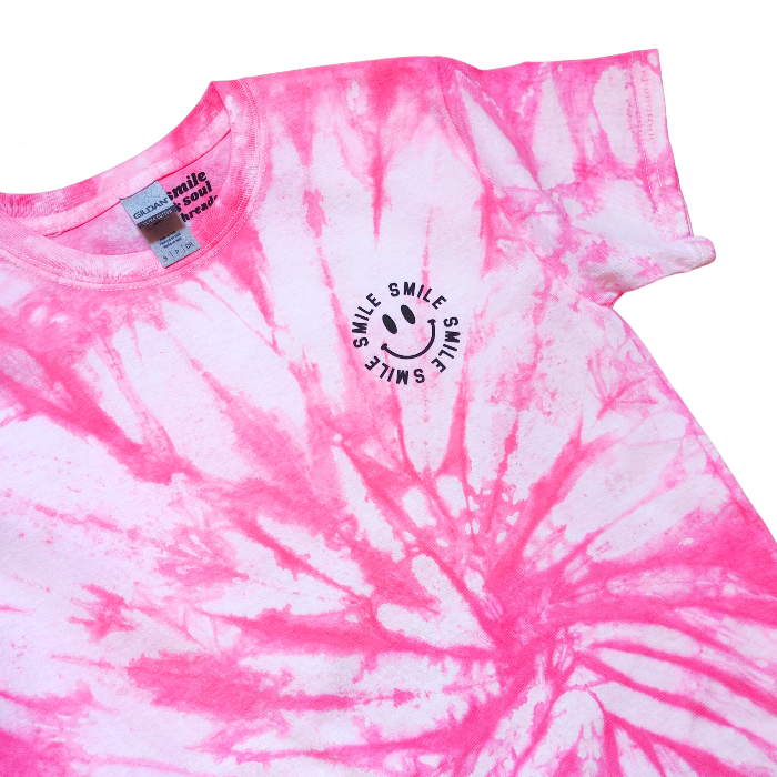 Neon Pink Tie Dye Smile T-Shirt