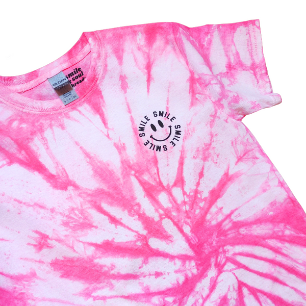 Neon Pink Tie-Dye Smile T-Shirt.