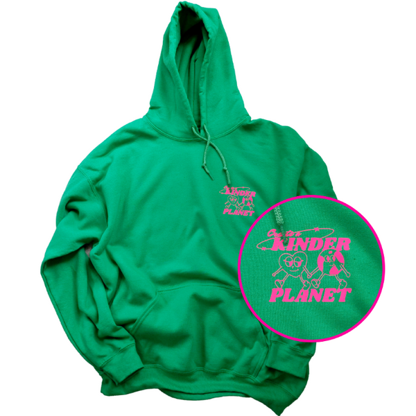 Create a Kinder Planet Green & Neon Pink Hoodie