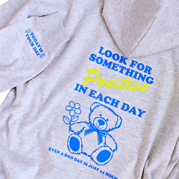 look for something positive teddy bear hoodie
