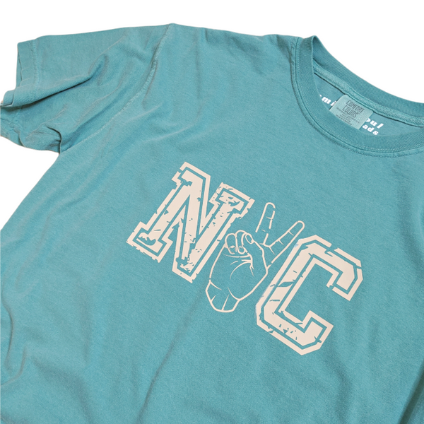 Distressed NYC Peace Sign Graphic T-Shirt.
