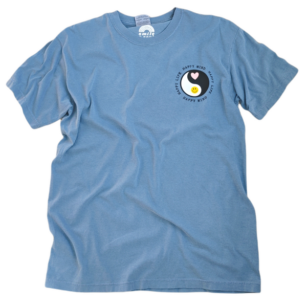 Happy Mind Happy Life Yin Ynag Graphic T-Shirt.