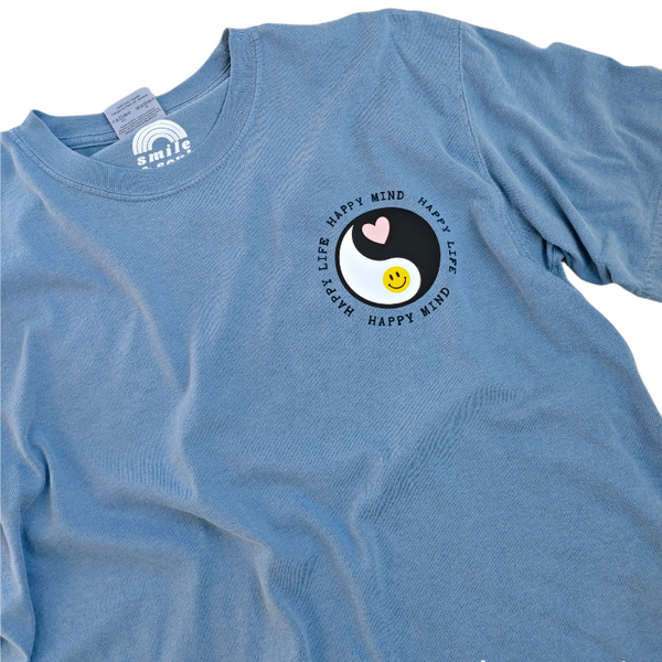 Happy Mind Happy Life Yin Ynag Graphic T-Shirt.