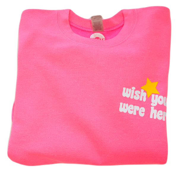 Pink Smiley Face Lightning Bolt Sweatshirt.