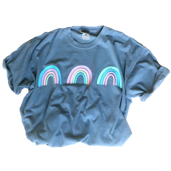 Colorful Rainbow Blue Jean T-Shirt.