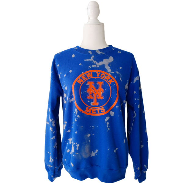 New York Mets Baseball Bleached Crewneck Sweatshirt