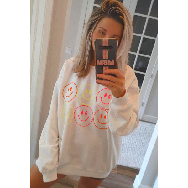 neon smiley face sweatshirt