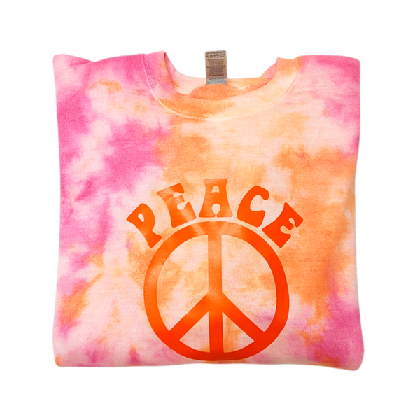 Peace Sign Tie-Dye Oversized Trendy Crewneck Sweatshirt