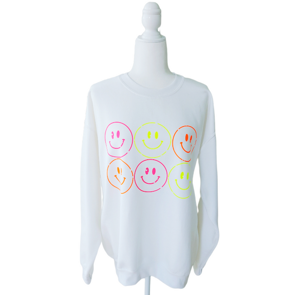 neon smiley face sweatshirt