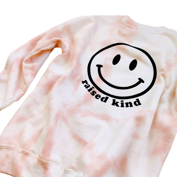 Mama Tan Tie-Dye Smiley Face Raise Them Kind Sweatshirt.
