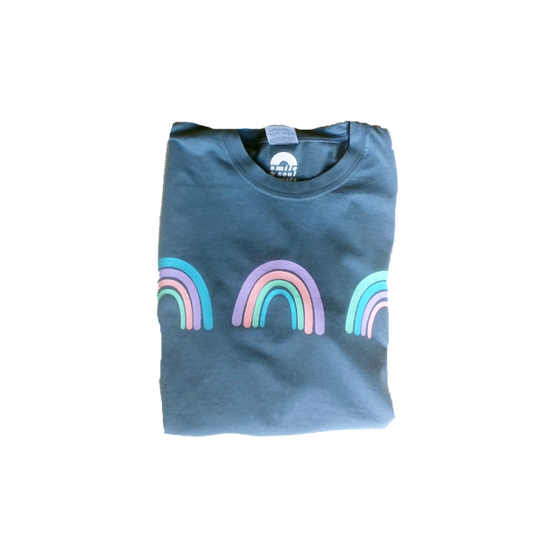 Colorful Rainbow Blue Jean T-Shirt.